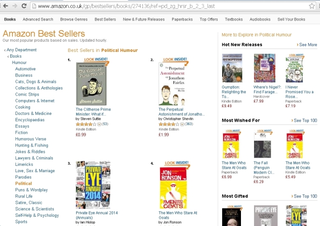 STEVEN SUTTIE THE CLITHEROE PRIME MINISTER AMAZON CHARTS NUMBER ONE 1 BESTSELLER POLITICAL HUMOUR LANCASHIRE BB7